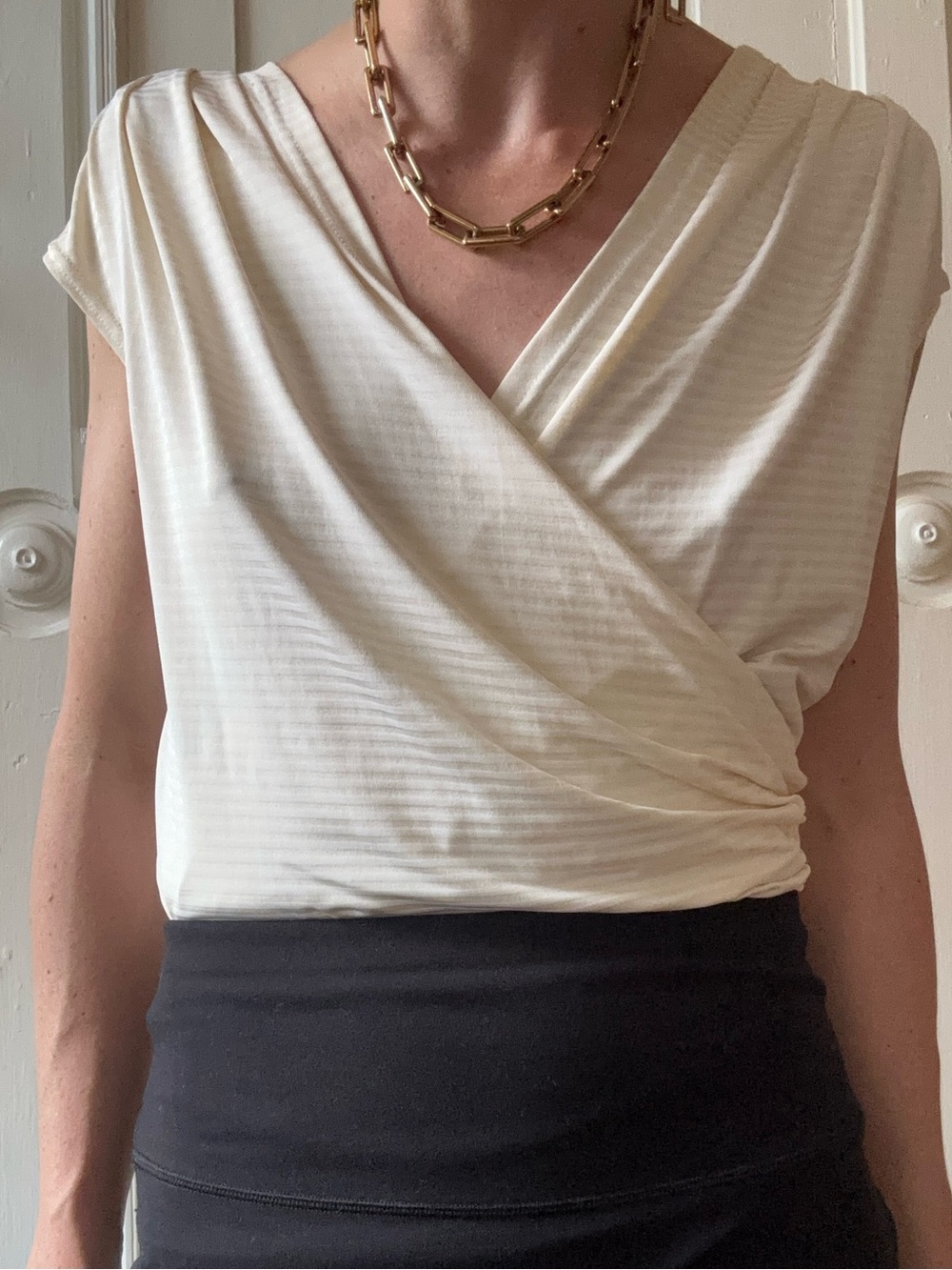 Cream Wrap Bettina Riedel V-Neck Top